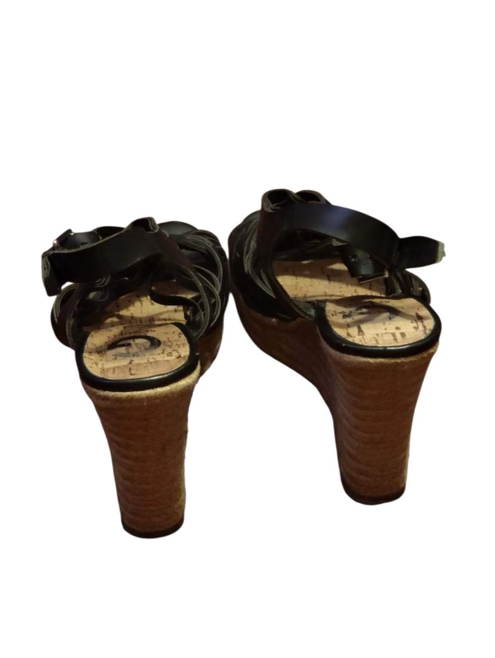 G by GUESS Black Strappy Espadrille Wedge Sandals, 8 1/2 - Picture 6 of 6
